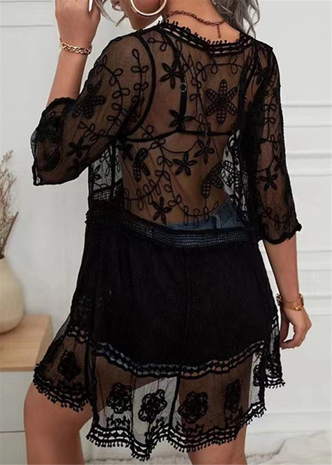 EMBROIDERED LACE BIKINI COVER UP