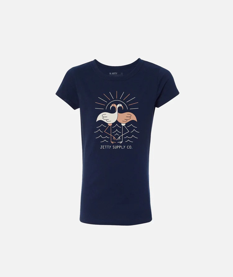 Jetty: Youth Flamingo Tee - Navy